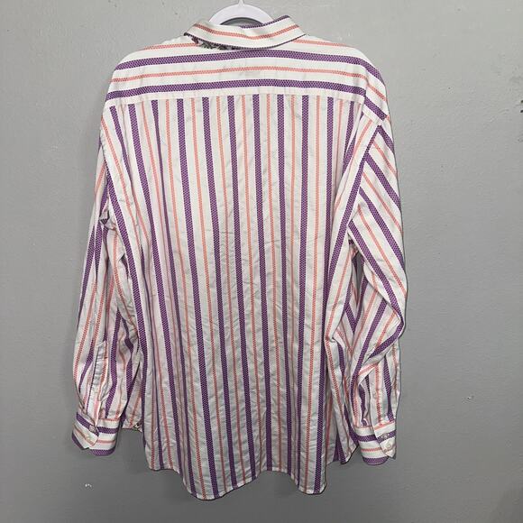 Robert Graham Shirt Bold Flip Cuff Embroidered Striped Long Sleeve Men’s XXL - Picture 4 of 9